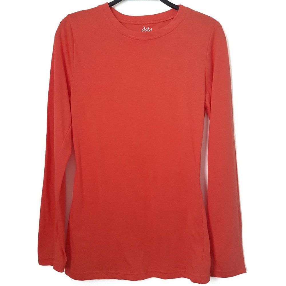 Dots Women Orange Long Sleeve Top, Size M